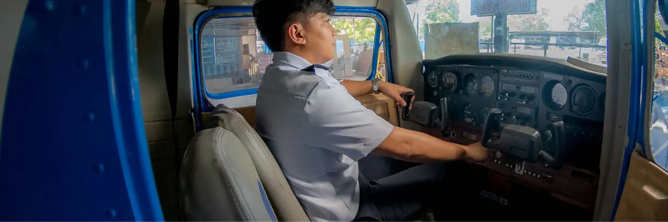 Information technology student in a aviation laboratory